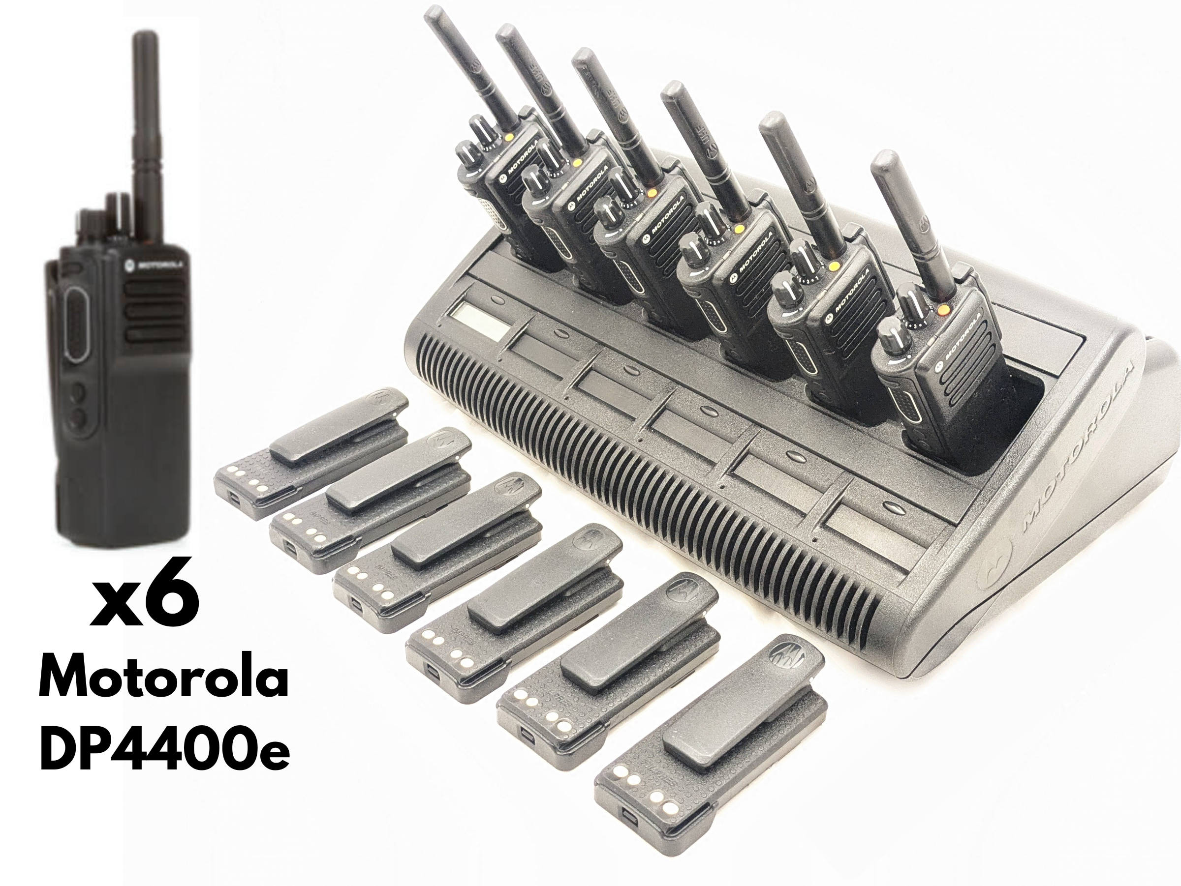 Motorola dp4400e 6 way comms kit with licence (uhf set two-way wireless radios/walkie talkies in peli case) [collection from avery hill]