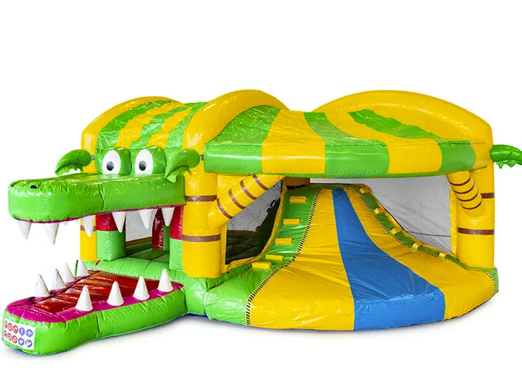 Stor rolig hoppborg med krokodiltema, multiplay & rutschkana!