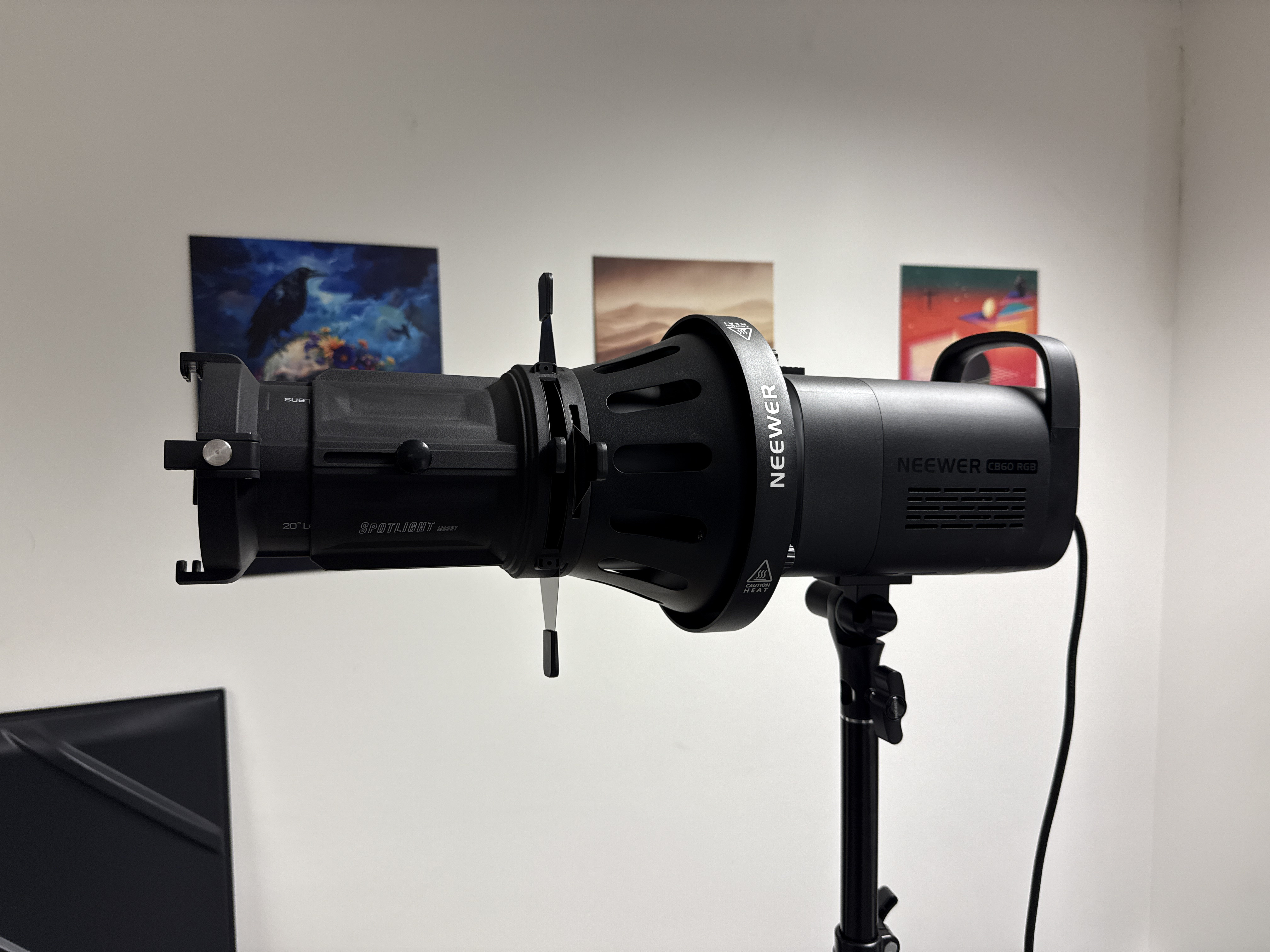 🎥 neewer cb60 rgb video light + gobo spotlight + tripod – full creative lighting