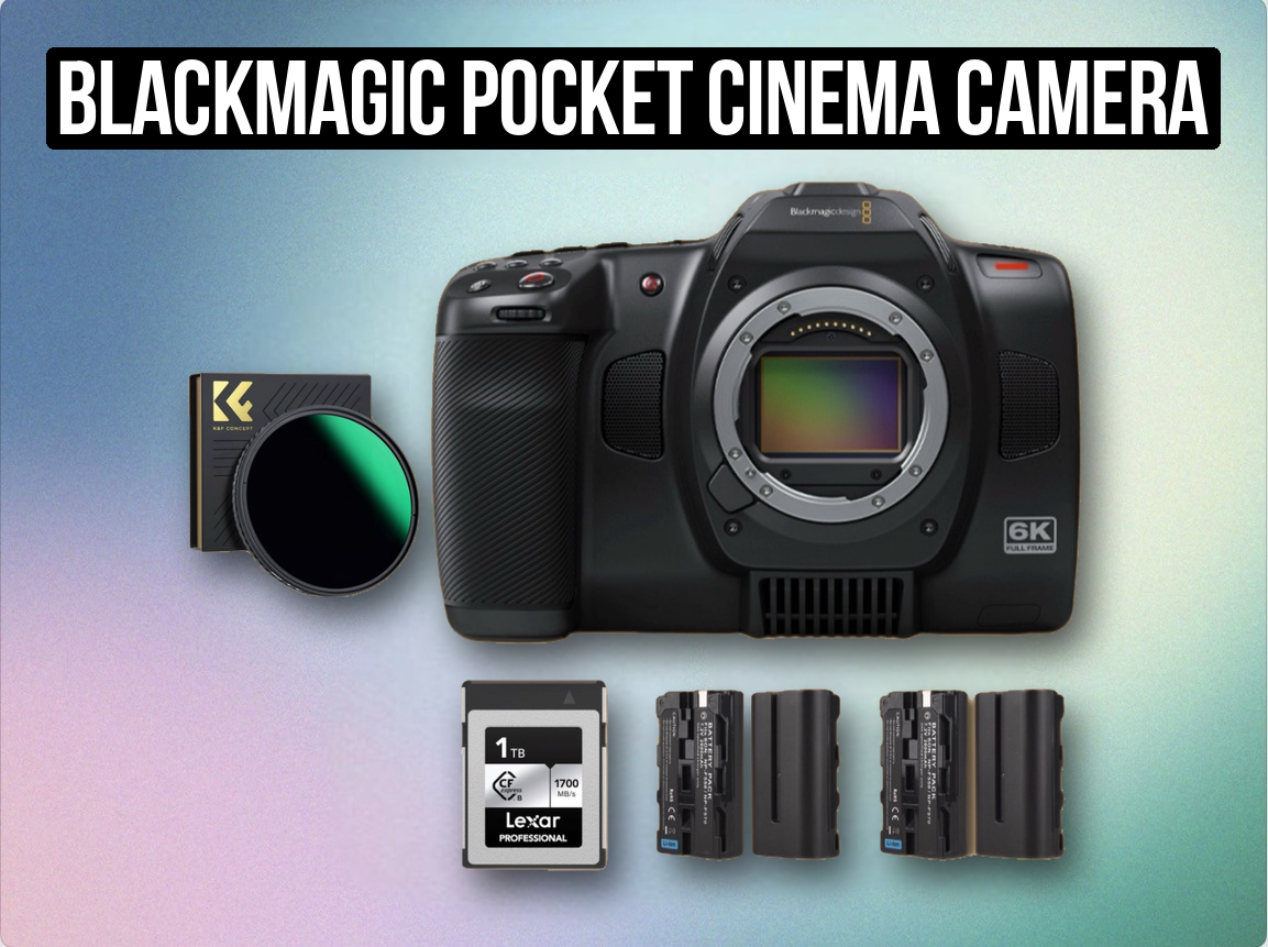 Blackmagic pocket cinema camera 6k full frame set + vnd filter | bmpcc 6k ff + cfexpress 1tb + extra batteries + cage (like canon r5c / sony fx3) 