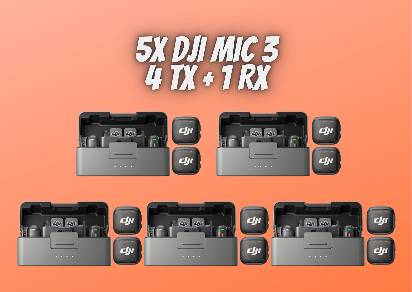 5x dji mic 3 (4 tx + 1 rx + charging case)