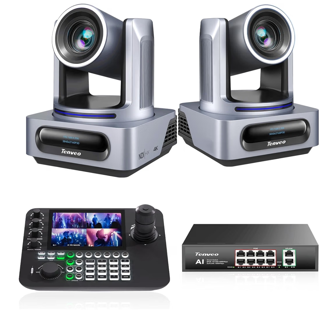 2x 4k ai ptz camera kit with controller and switch