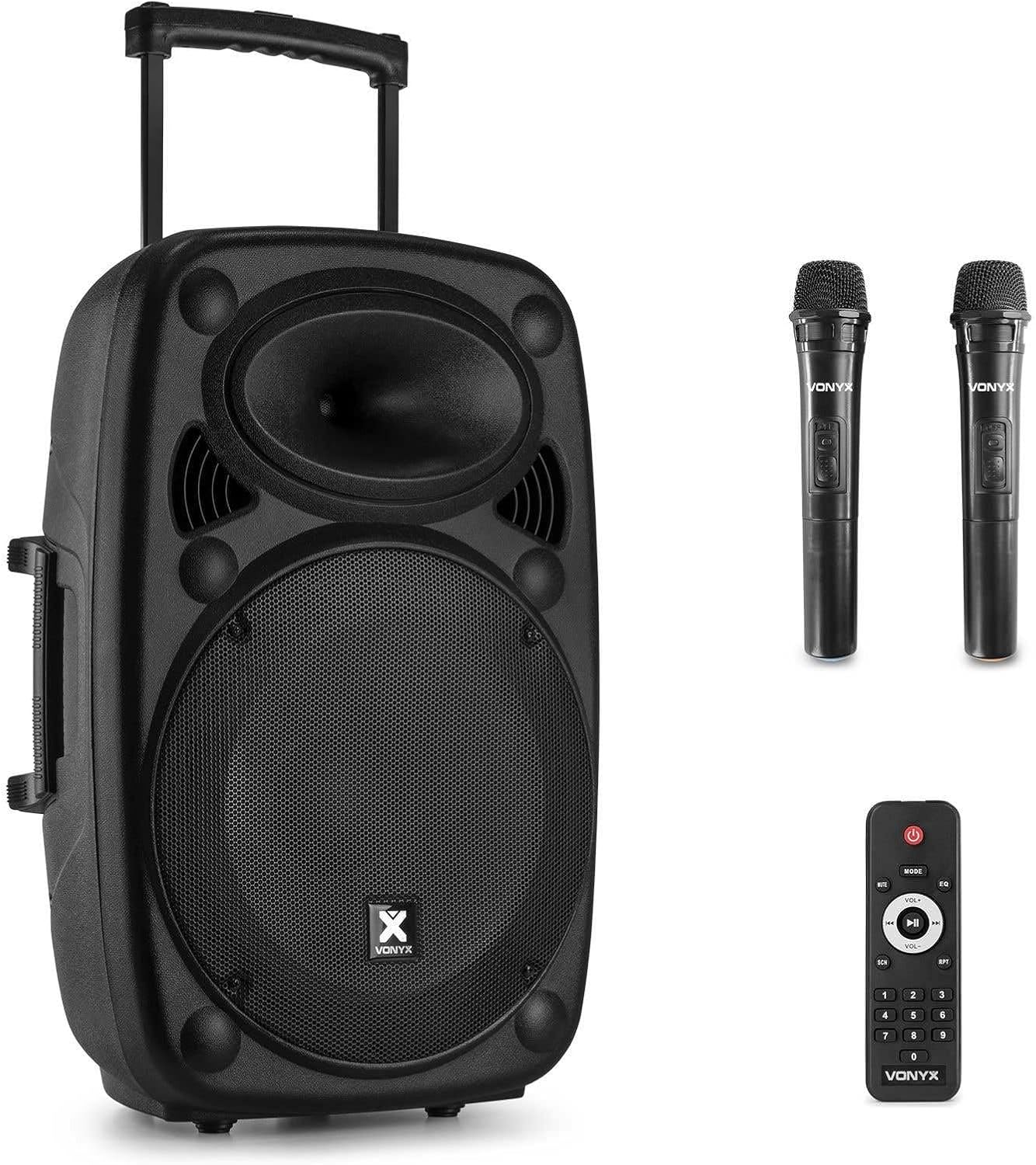 Karaoke & två trådlösa mikrofoner 1000w