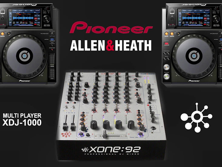 Pioneer xdj-1000 (x2) + allen & heath xone 92